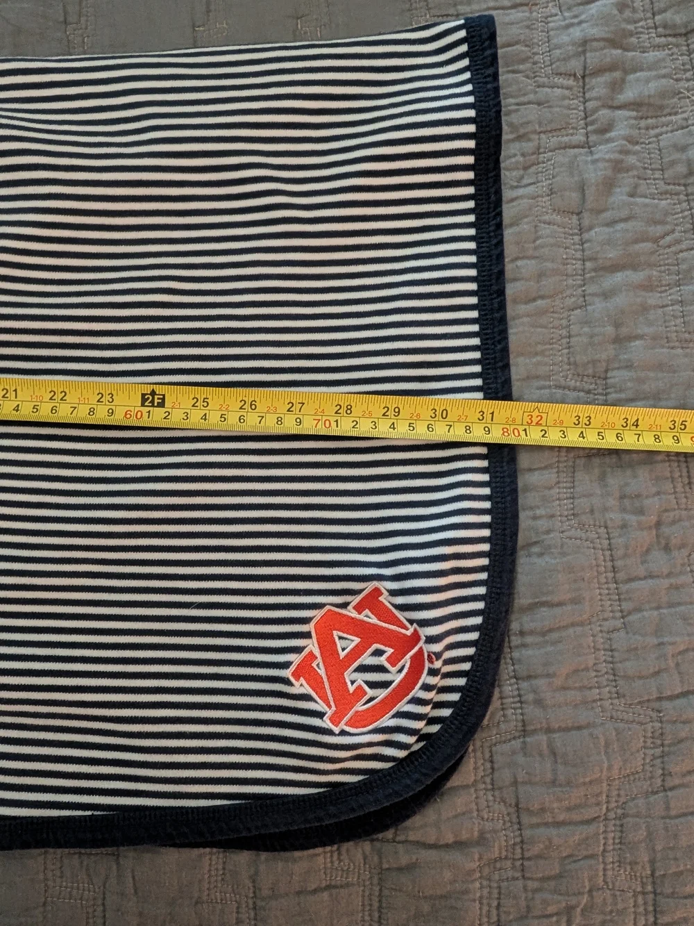 Auburn Baby Bib and Blanket Set - Navy & White Stripe, Auburn University Logo